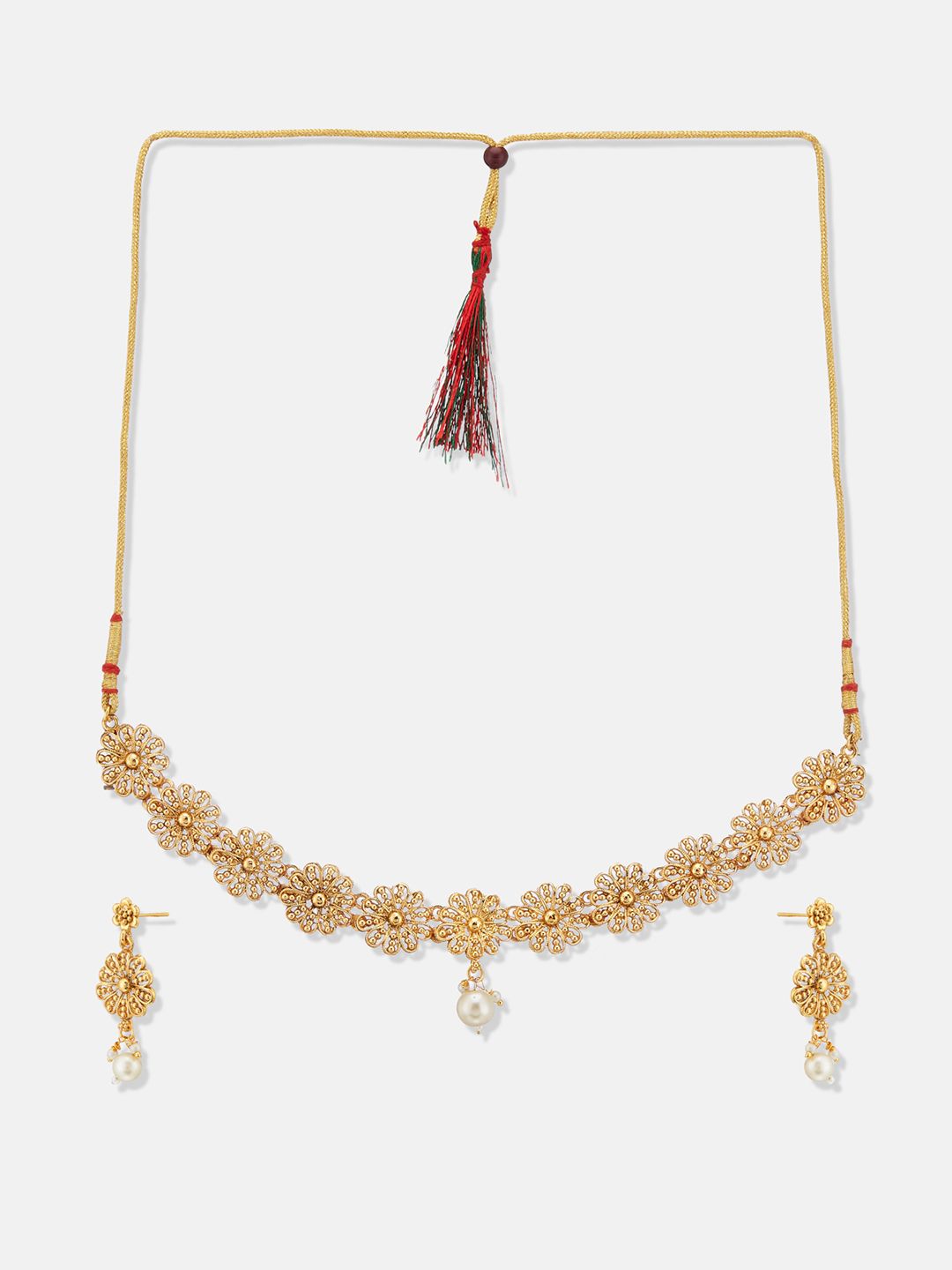 ATIBELLE Gold-Plated Beaded Brass Jewellery Set