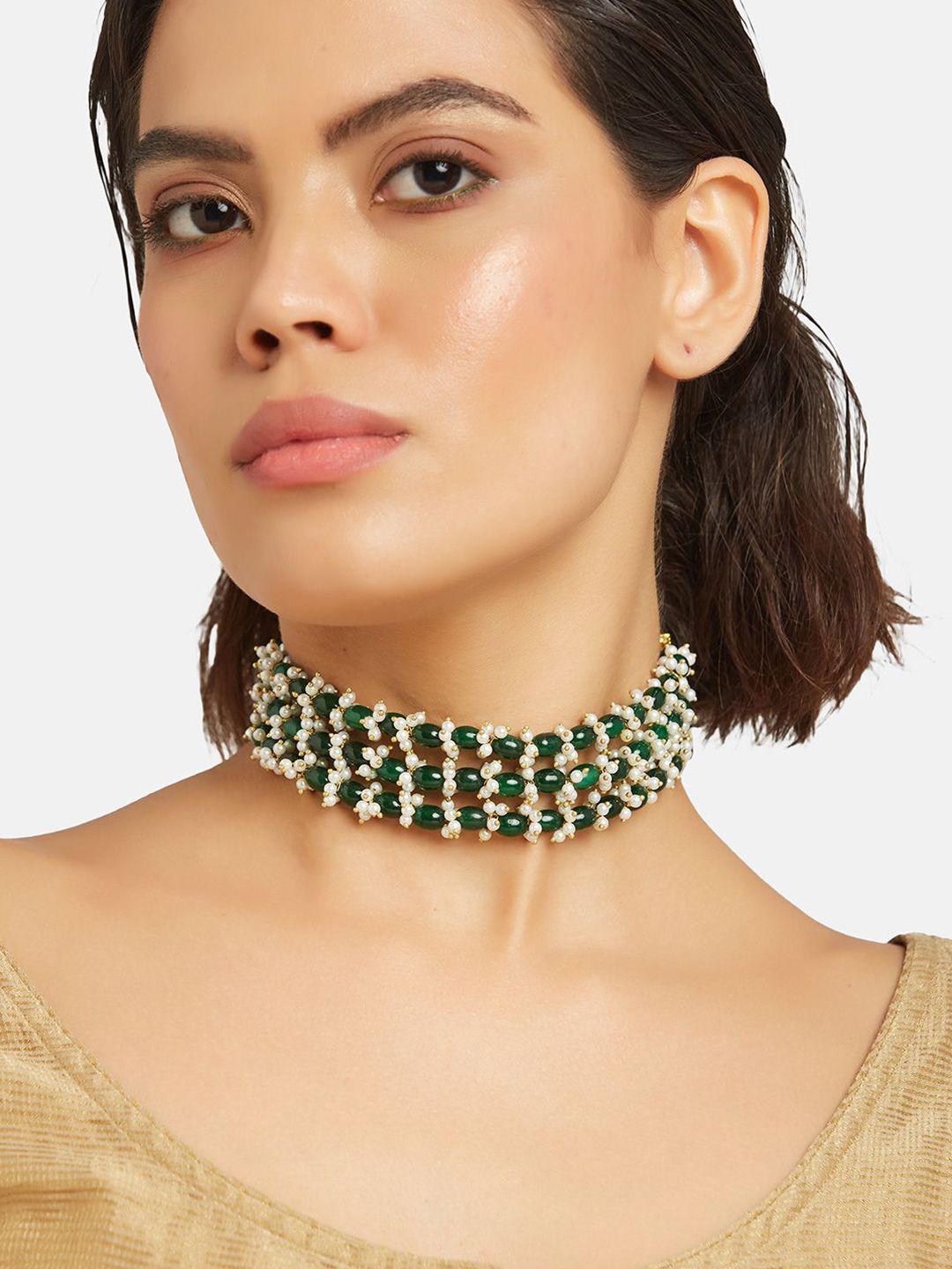 ATIBELLE Gold-Plated Beaded Brass Choker