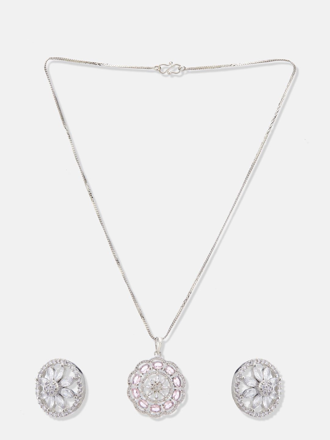 ATIBELLE Silver-Plated Cubic Zirconia-Studded Jewellery Set