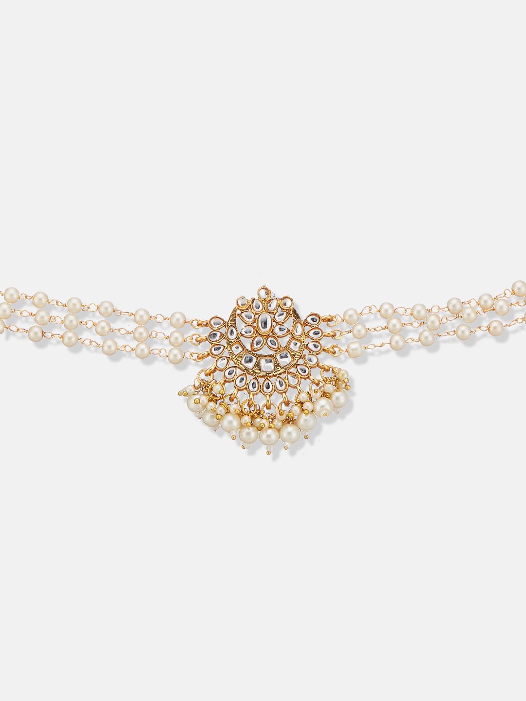 ATIBELLE Gold-Plated Kundan-Studded & Beaded Jewellery Set
