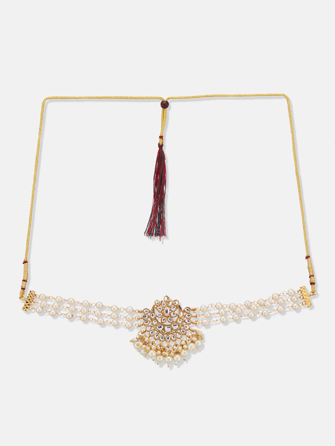 ATIBELLE Gold-Plated Kundan-Studded & Beaded Jewellery Set