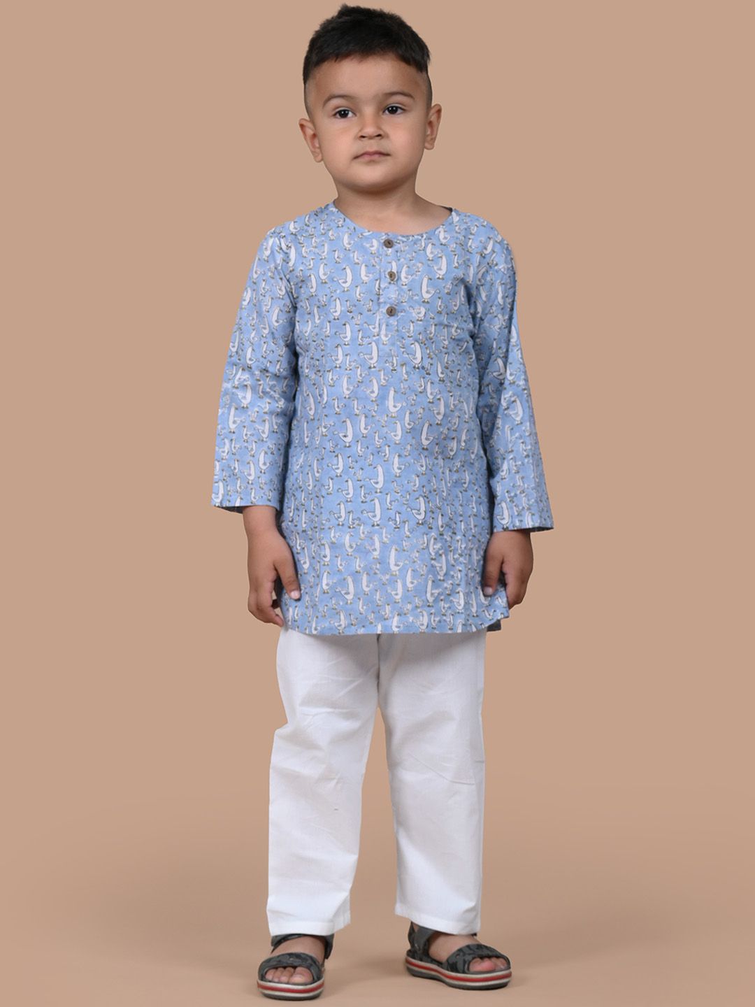 BAESD Boys Printed Round Neck Regular Pure Cotton Straight Kurta With Pyjamas-picture-14