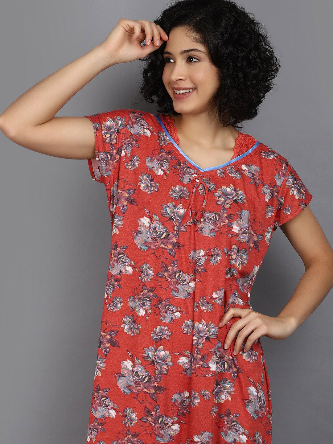 V-Mart Floral Printed Pure Cotton Maxi Nightdress-picture-20