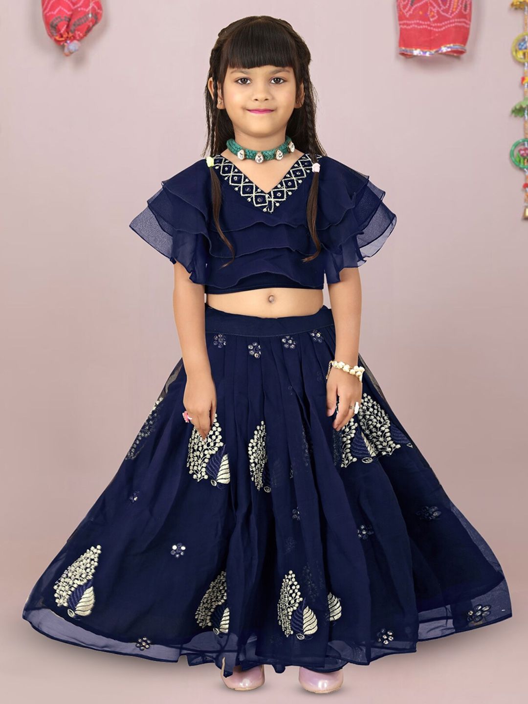 BAESD Girls Embroidered Thread Work Ready to Wear Lehenga & Blouse-picture-13