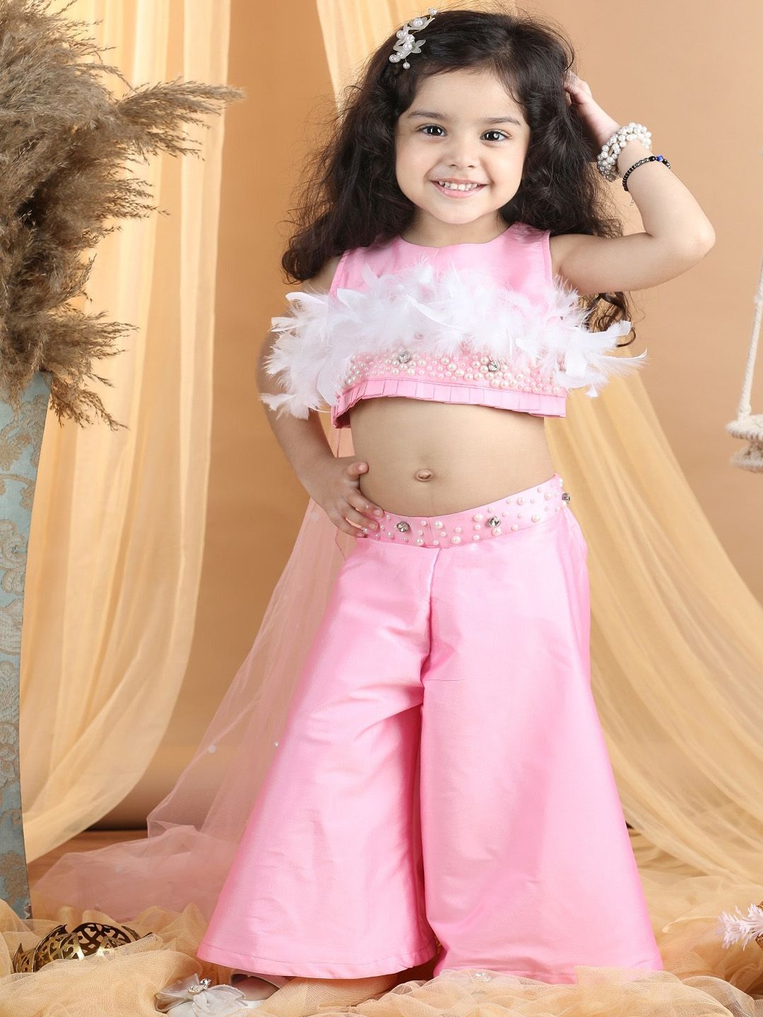THE LITTLE CELEBS Girls Embellished Top with Palazzo-picture-19