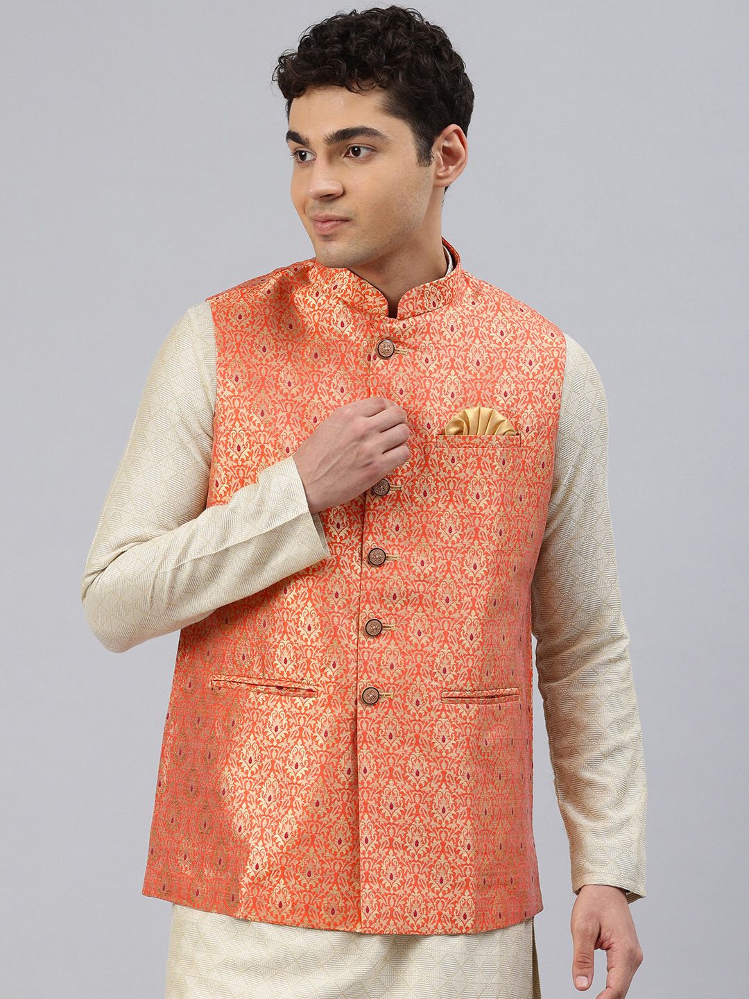 Manthan Woven Design Nehru Jacket-picture-14