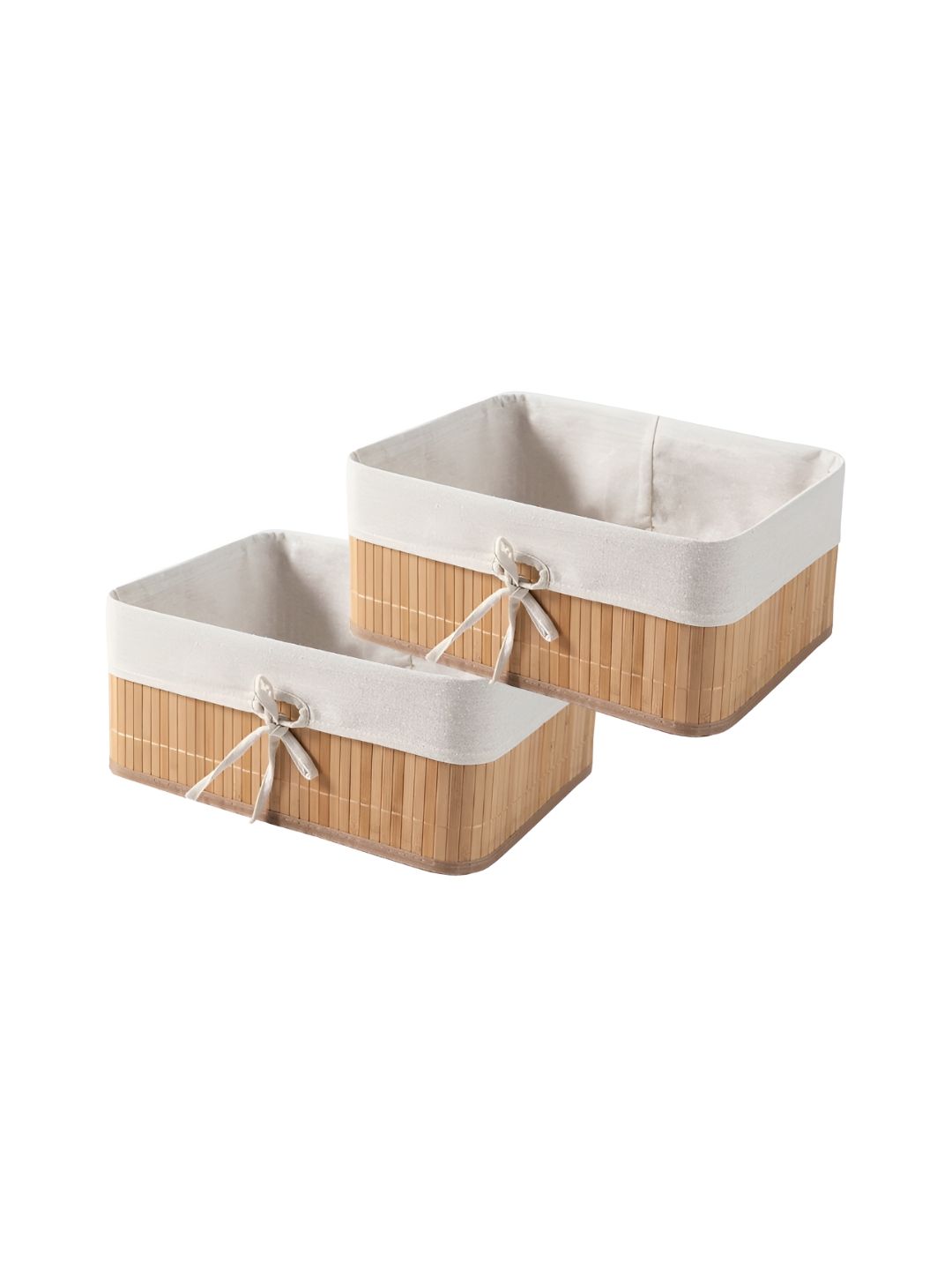 HomeStorie Brown 2 Pcs Eco-Friendly Foldable Natural Bamboo Storage Basket Bins Organisers-picture-49