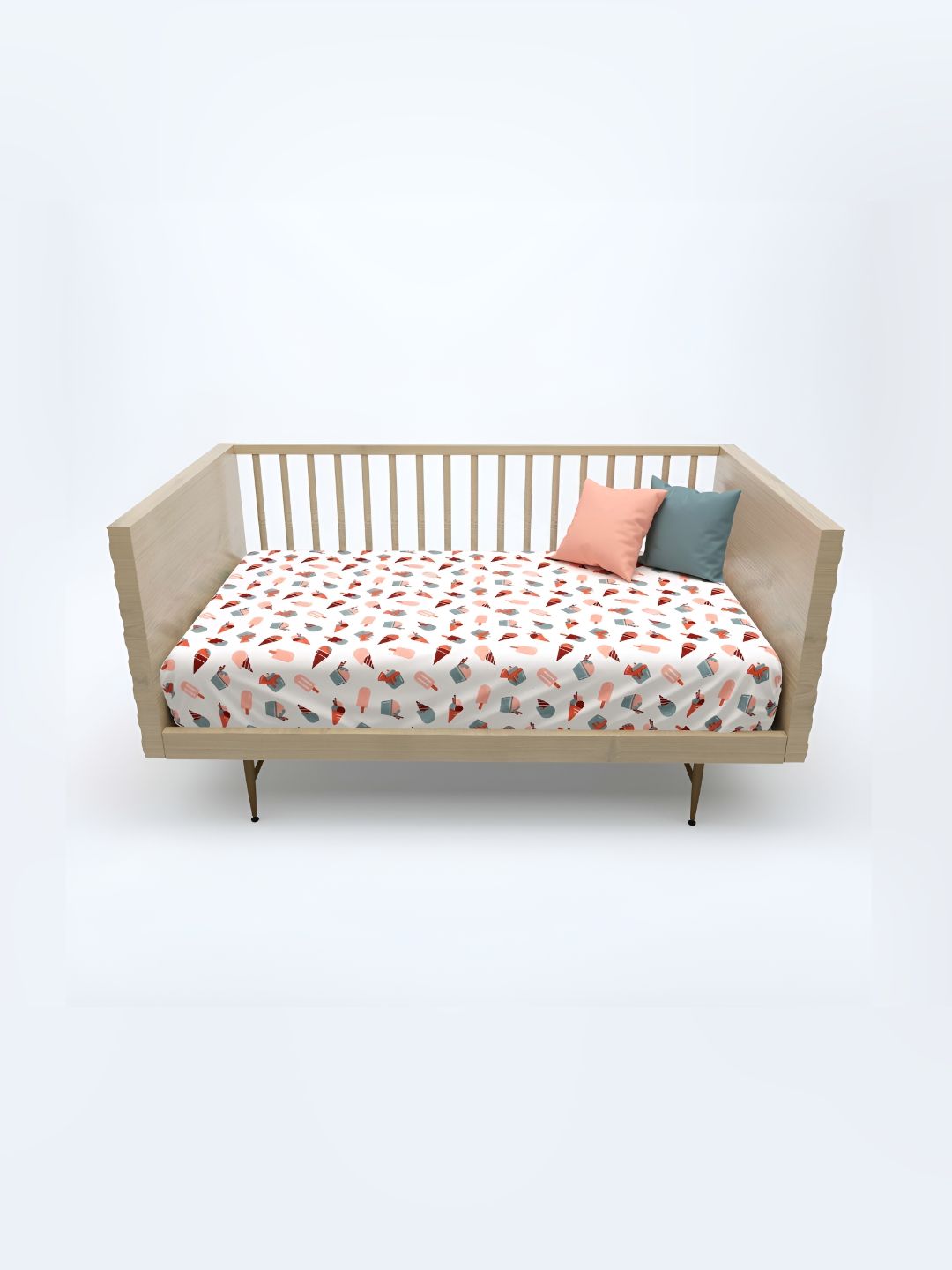 MAFATLAL Pink & White Cartoon Characters 180 TC Crib Bedsheet-image-13