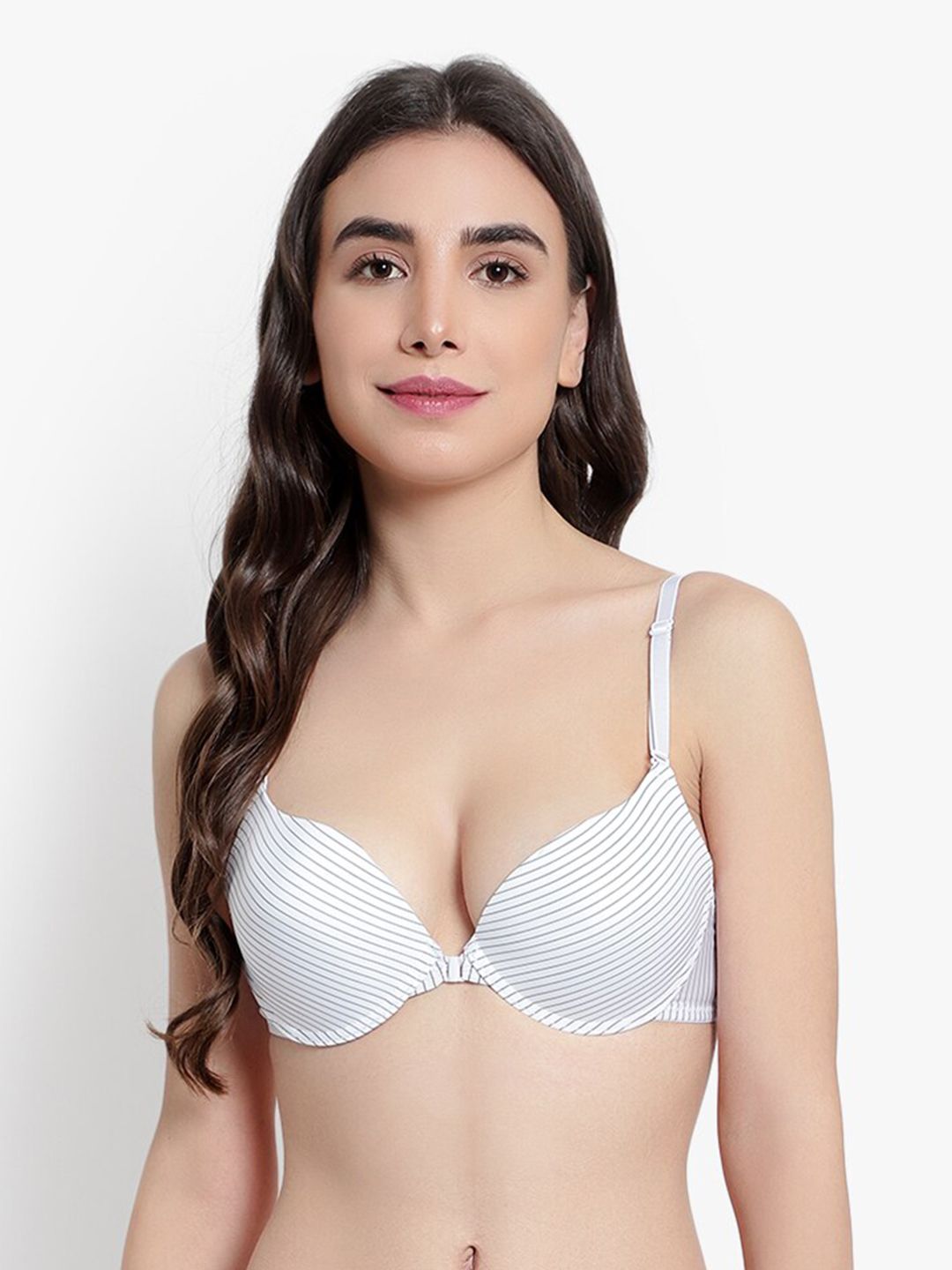 BRACHY Striped Underwired Heavily Padded Push-Up Bra With All Day Comfort