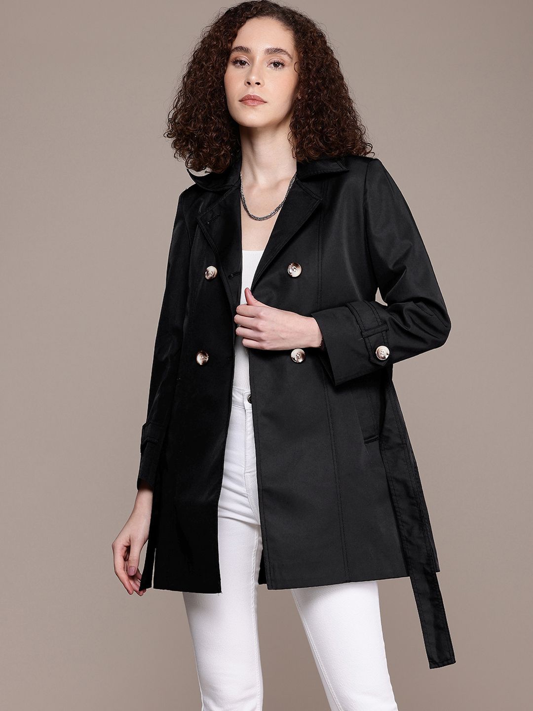 The Roadster Life Co. Notched Lapel Collar Longline Trench Coat