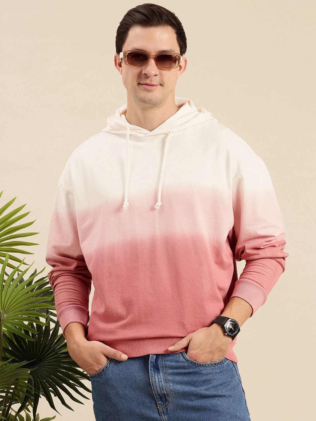 Mast & Harbour Pure Cotton Dyed Hooded Pullover Sweatshirt-picture-54