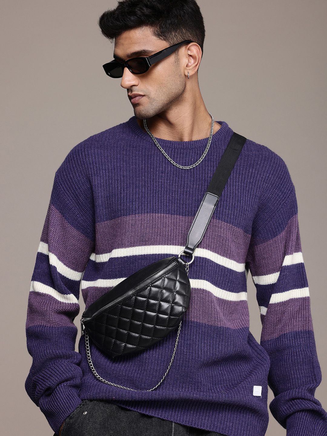 The Roadster Life Co. Cable Knit Colourblocked Pullover Sweater-picture-11