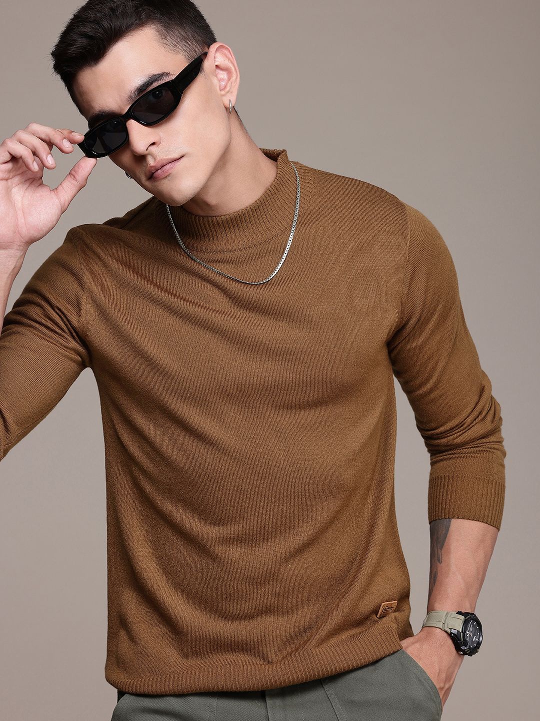 The Roadster Life Co. Turtle Neck Pure Acrylic Pullover-picture-36