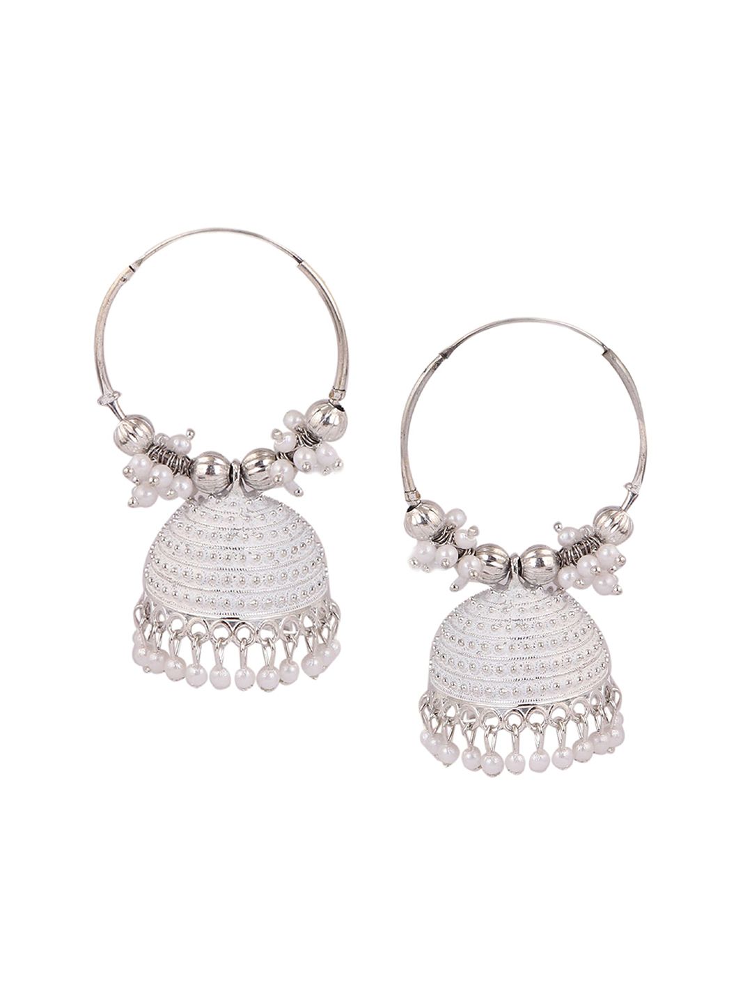 Keviv Gold-Plated Kundan Studded Contemporary Hoop Earrings-picture-39