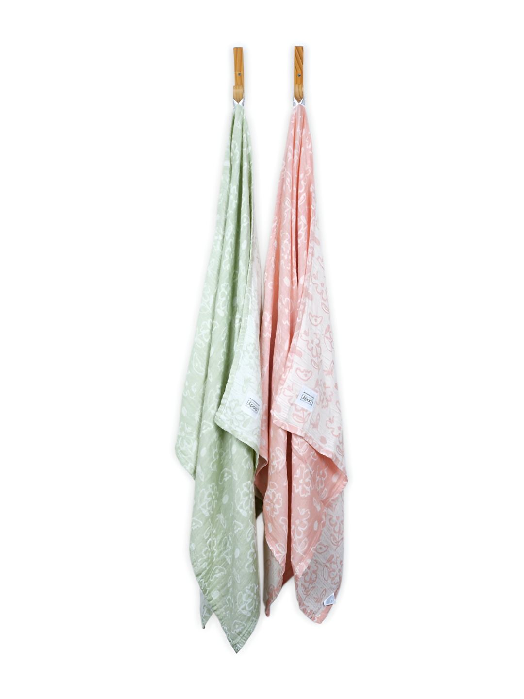 Doctor Towels 2 Pieces Green & White Printed Banana Jacquard Floral 300 GSM Bath Towels-picture-25