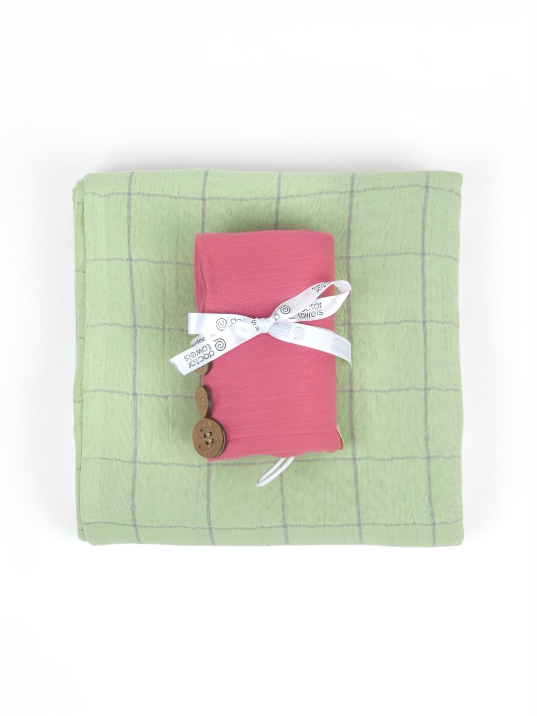 Doctor Towels 2Pieces Green & Red Striped Banana Double Cloth 350GSM Bath & Hair Towel Set-picture-34