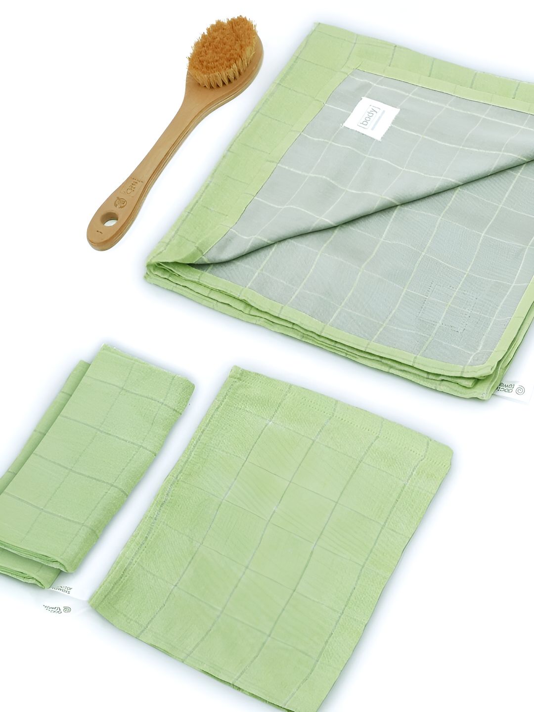 Doctor Towels Green & Blue 4 Pieces Striped Banana Double Cloth 350 GSM Towel set-picture-33