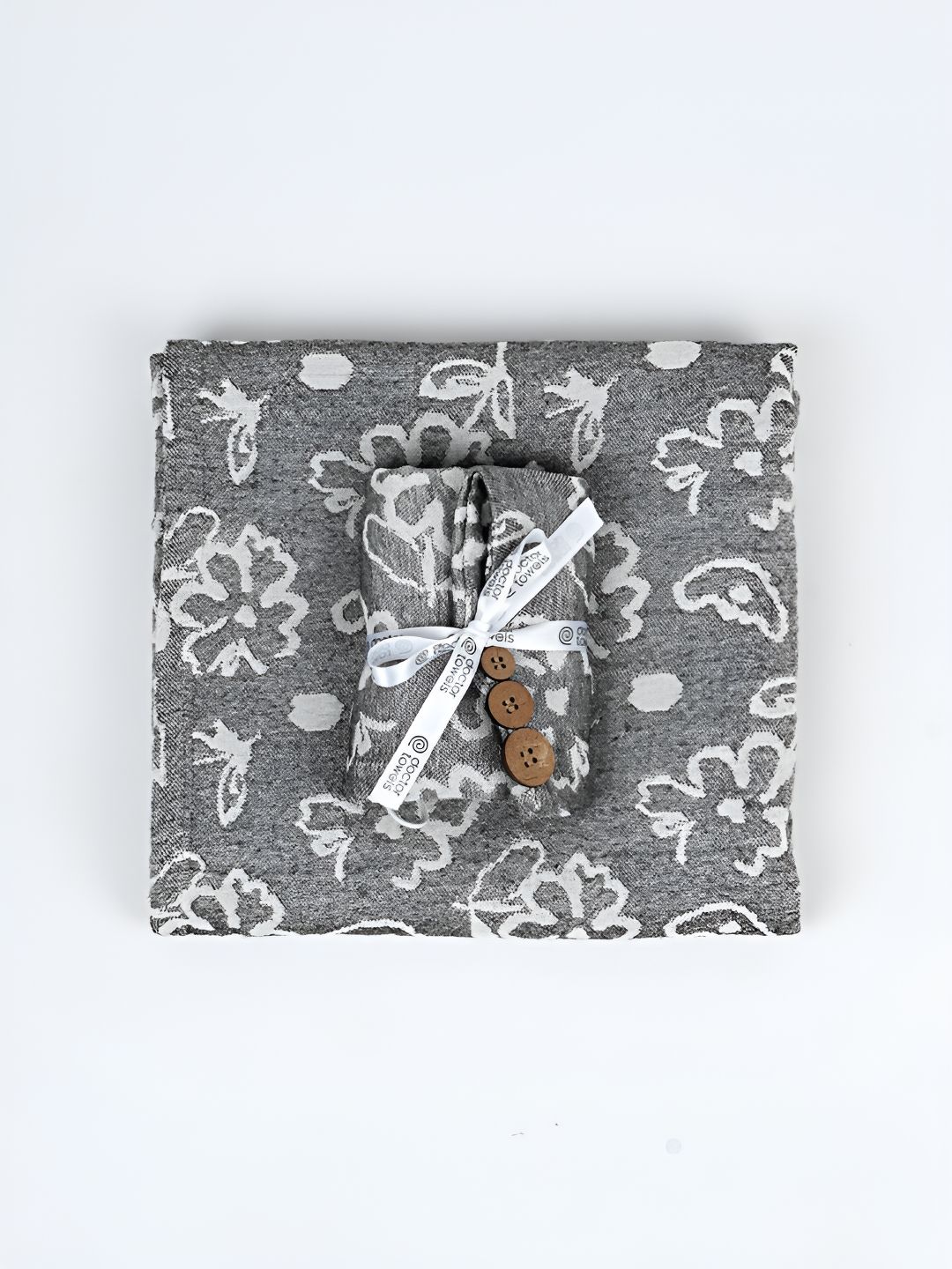 Doctor Towels Charcoal 2pc Printed Banana Jacquard Floral 350 GSM Bath & Hair Towel Set-picture-26
