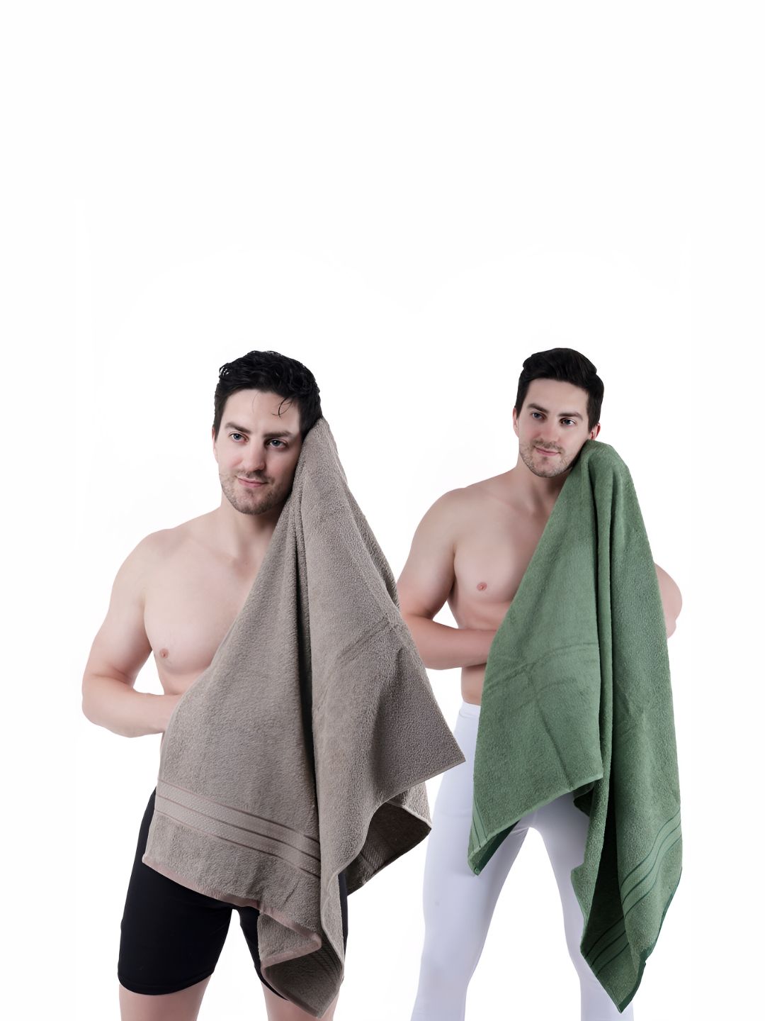 Dollar Socks Brown & Green 2 Pieces Cotton 600 GSM Bath Towels-picture-14