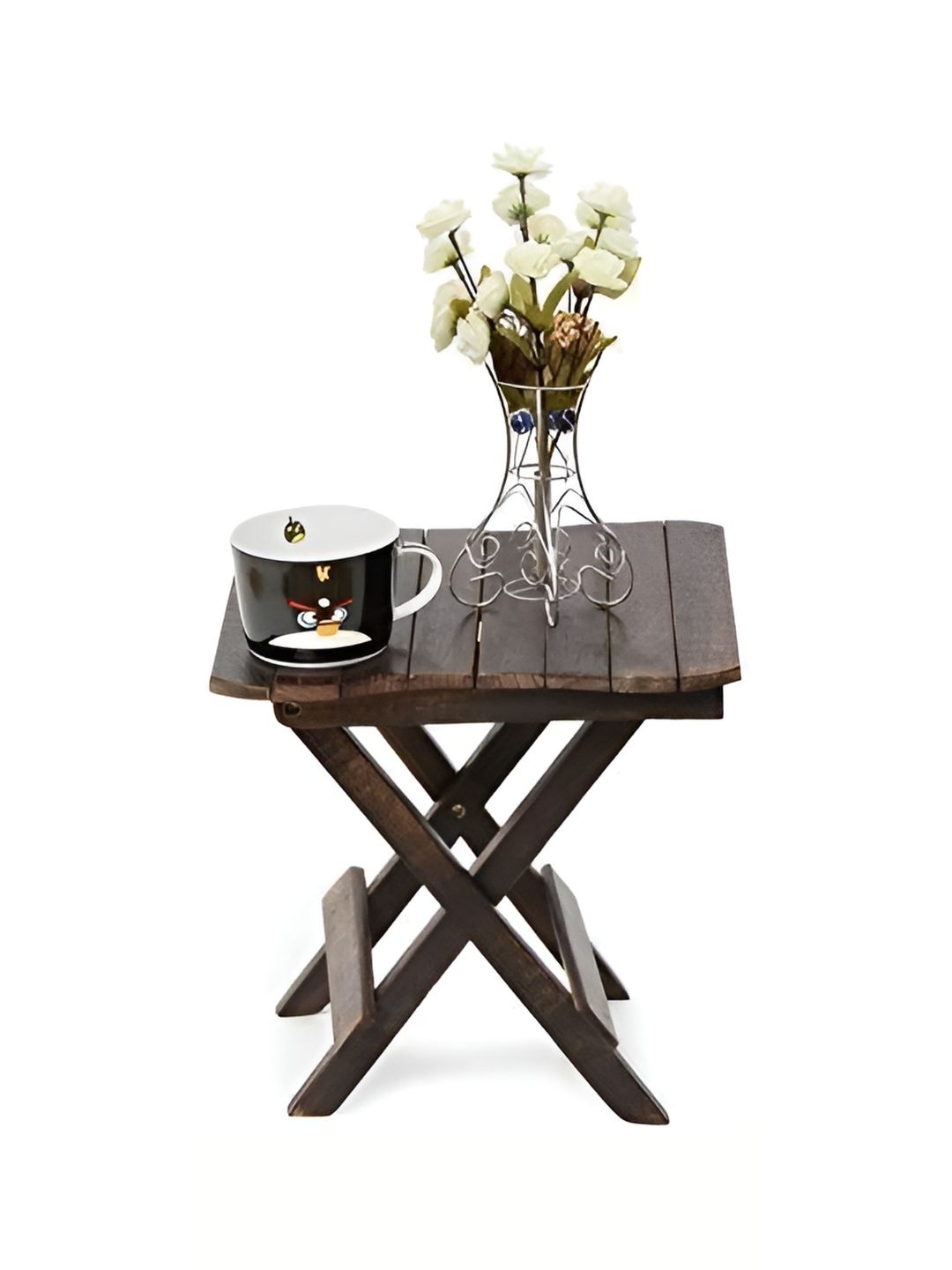 SANKALAN CREATIONS Brown Rectangular Wooden Foldable Stool