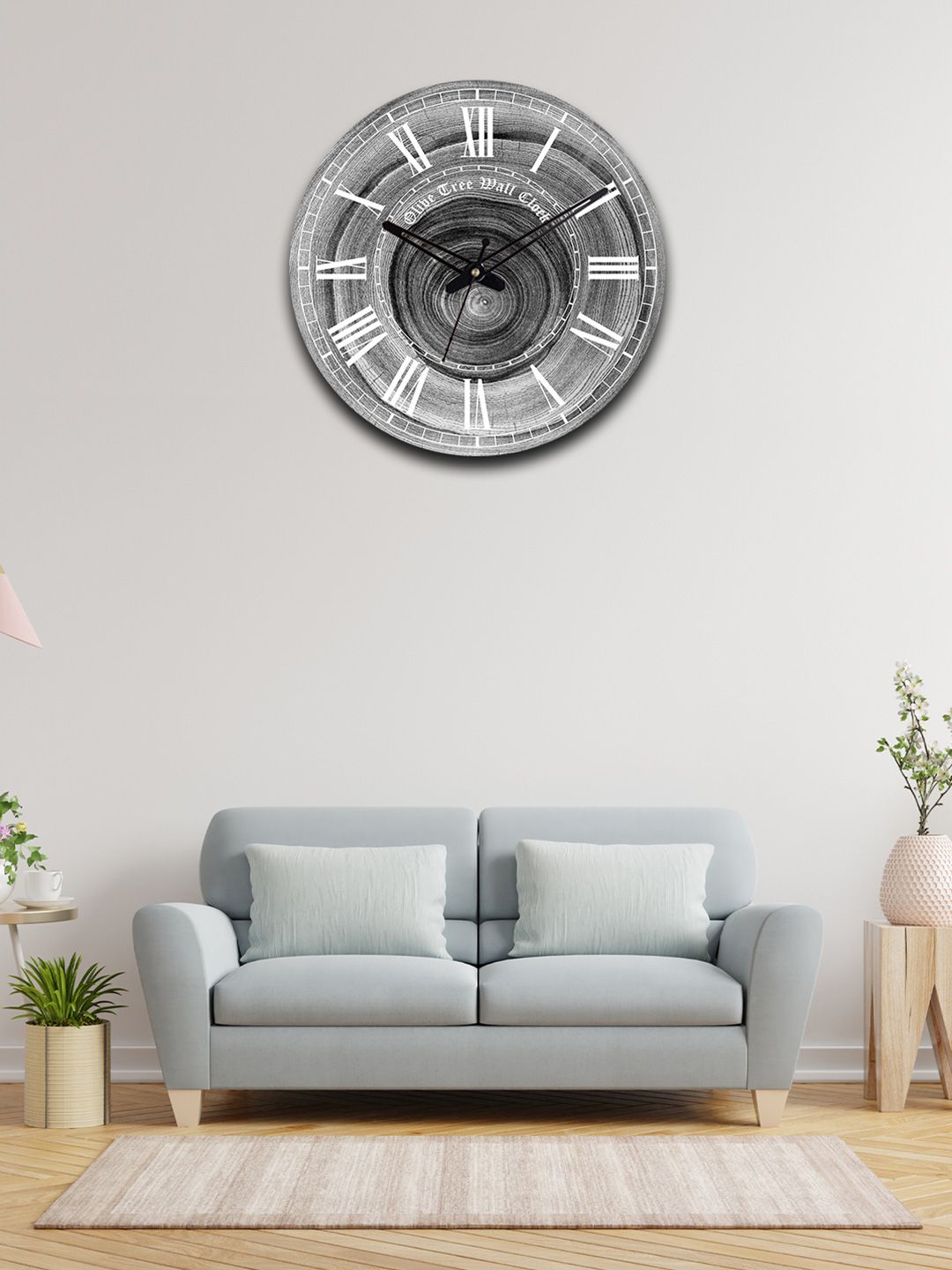OLIVE TREE Grey & Black Printed Contemporary Wall Clock-picture-24