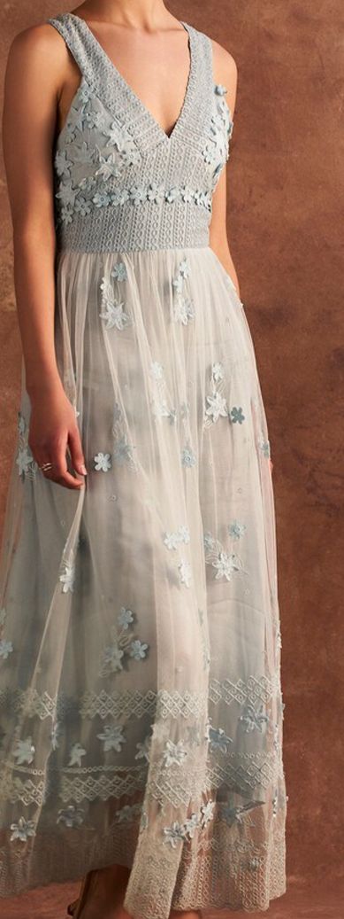 verb by pallavi singhee sleeveless v-neck lace maxi dress Anthropologie Verb by Pallavi Singhee V-Neck Ombre Maxi Dress Size S