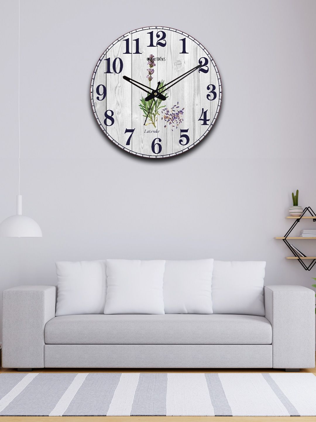 OLIVE TREE White & Grey Printed Wooden Round Shaped Contemporary Wall Clock-picture-24