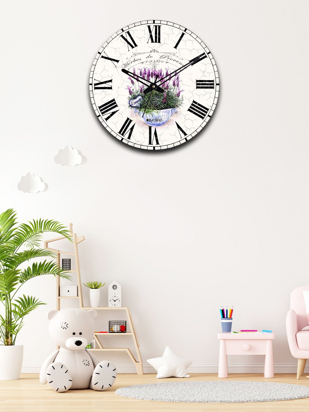 OLIVE TREE White & Purple Printed Analogue Contemporary Wall Clock-image-48
