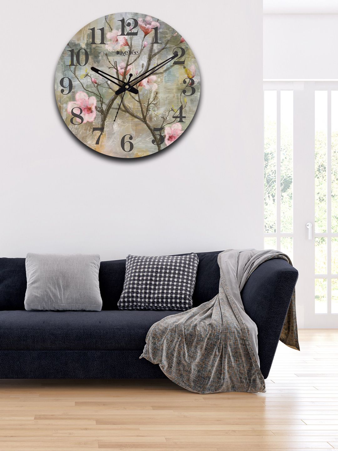 OLIVE TREE Green & Pink Printed Analogue Contemporary Wall Clock-image-26
