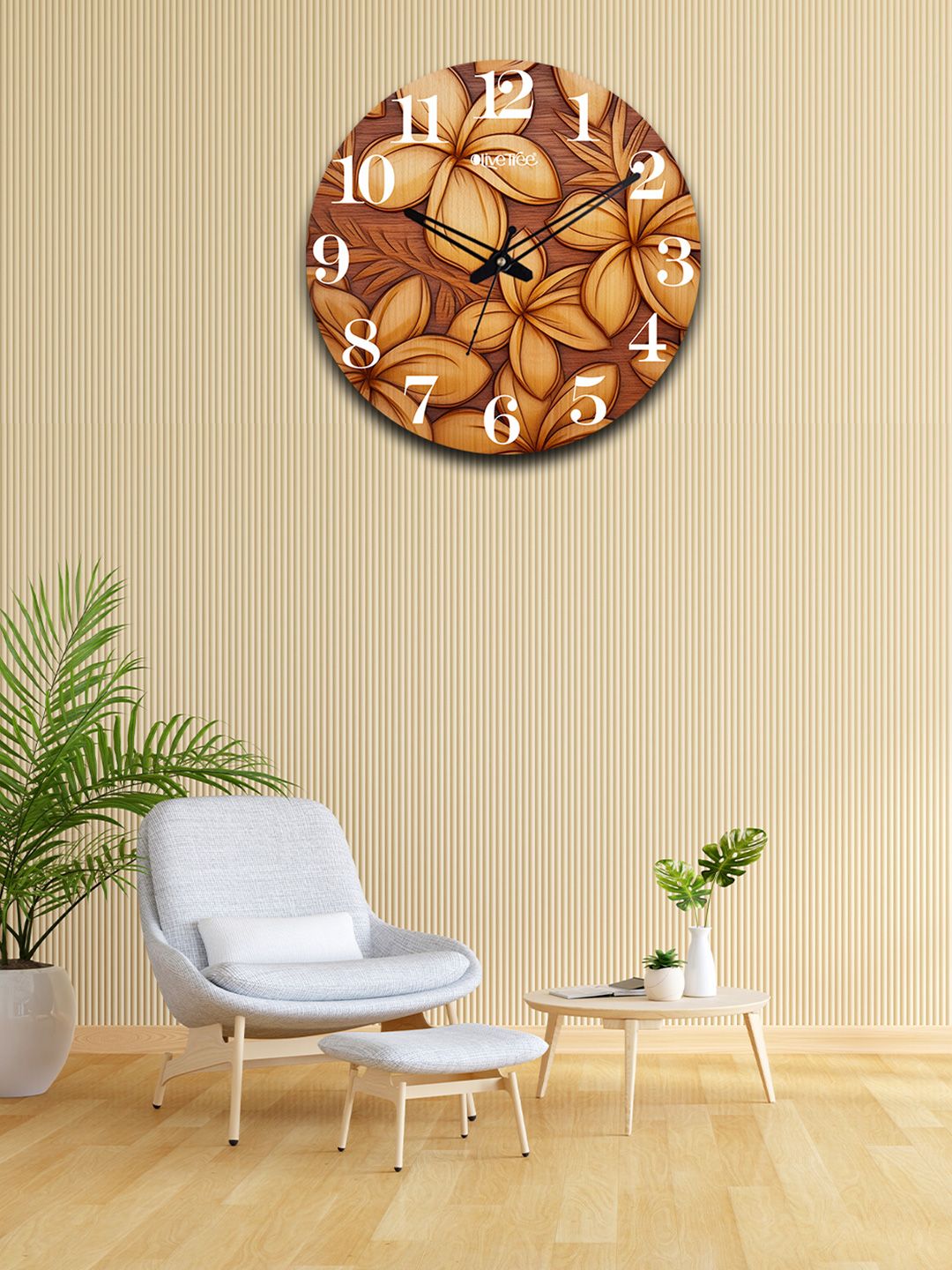 OLIVE TREE Brown & Beige Printed Analogue Contemporary Wall Clock-picture-19