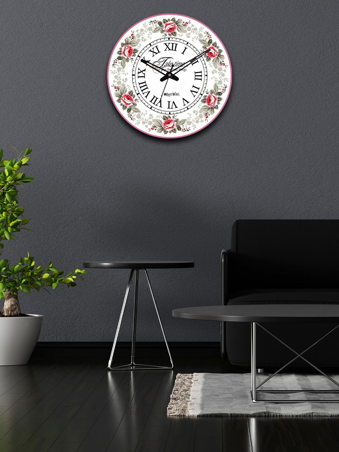 OLIVE TREE White & Green Printed Analogue Contemporary Wall Clock-image-31