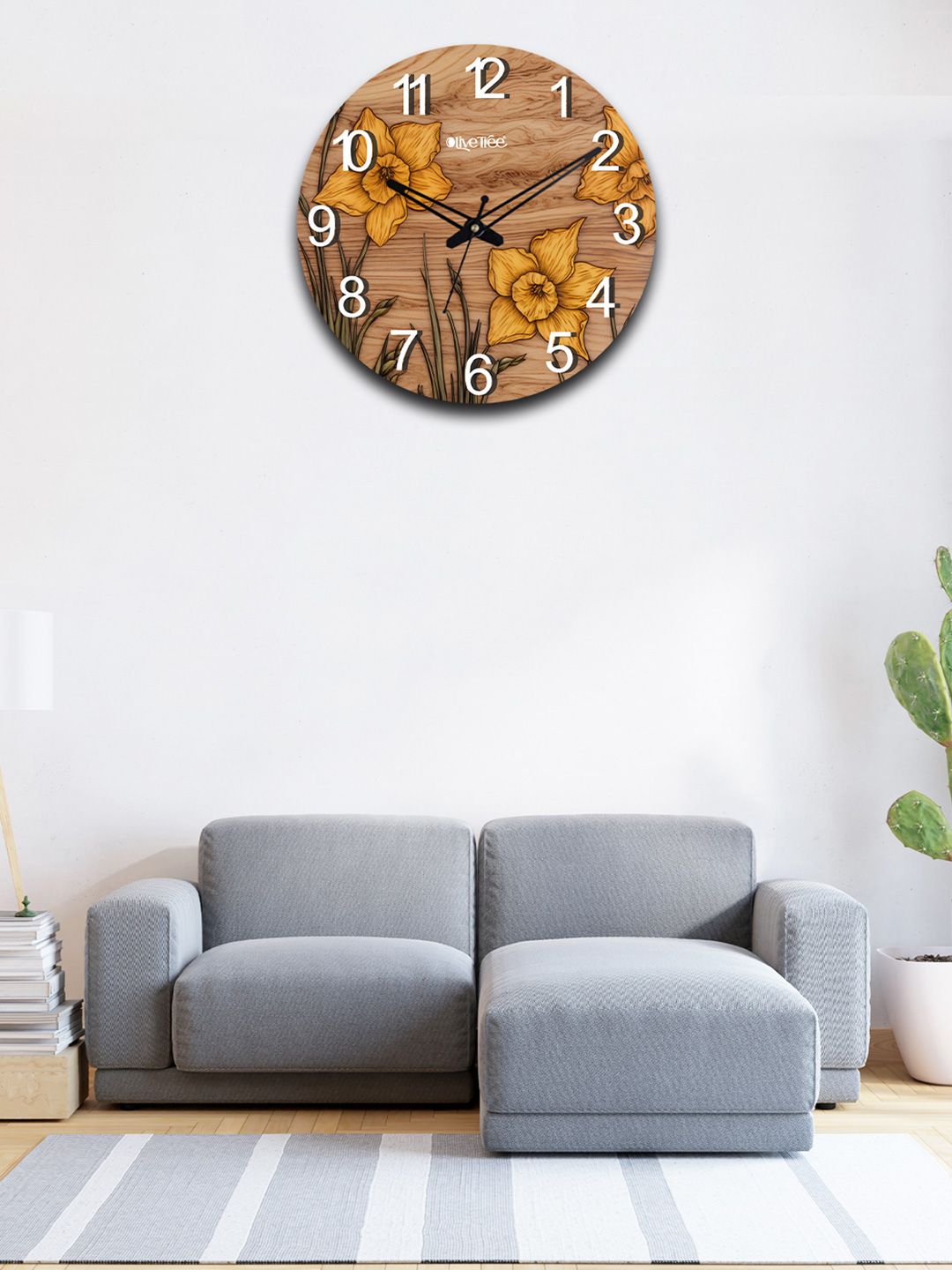 OLIVE TREE Brown & Yellow Printed Analogue Contemporary Wall Clock-picture-27