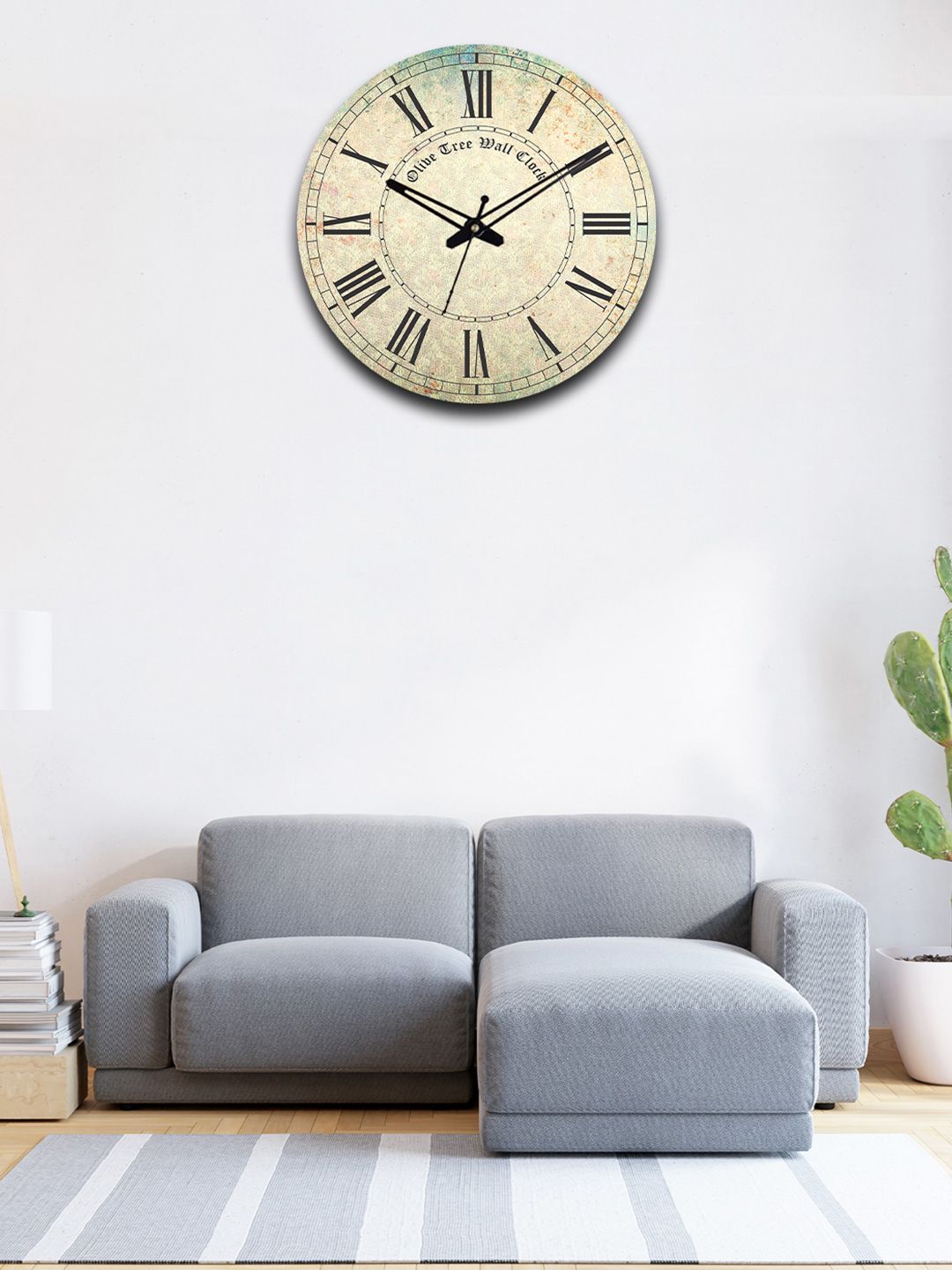 OLIVE TREE Beige Printed Wooden Round Shaped Contemporary Wall Clock-picture-28