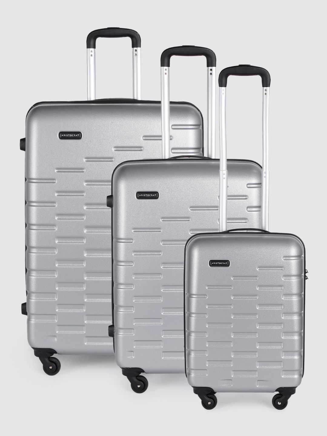 Aristocrat Fencer Pack of 3 Textured Trolley Suitcases - Cabin, Medium & Large-image-3