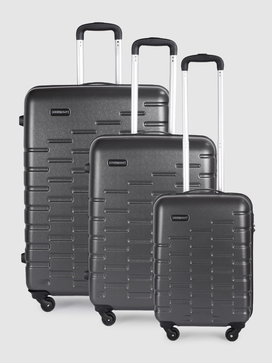 Aristocrat Fencer Pack of 3 Textured Trolley Suitcases - Cabin, Medium & Large-image-0