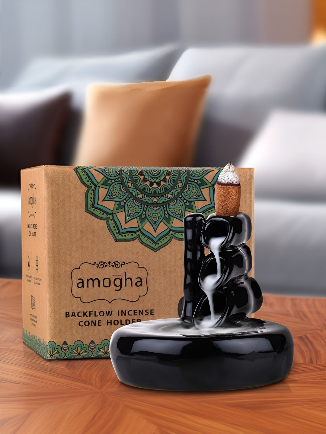 Iris Black Bamboo Backflow Incense Cone Holder-image-25