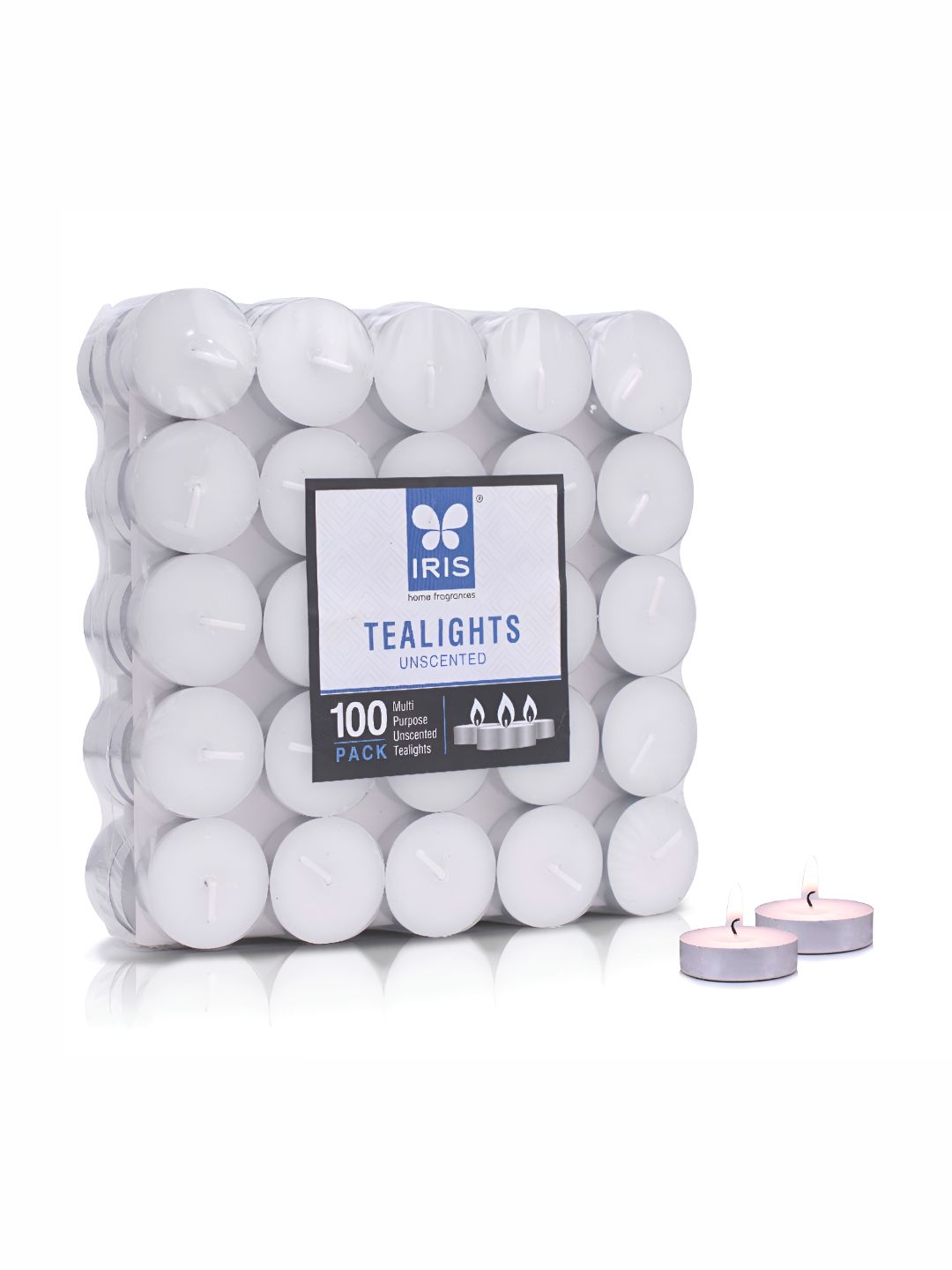 Iris White 100 Pieces Unscented Tea Light Candles-image-49