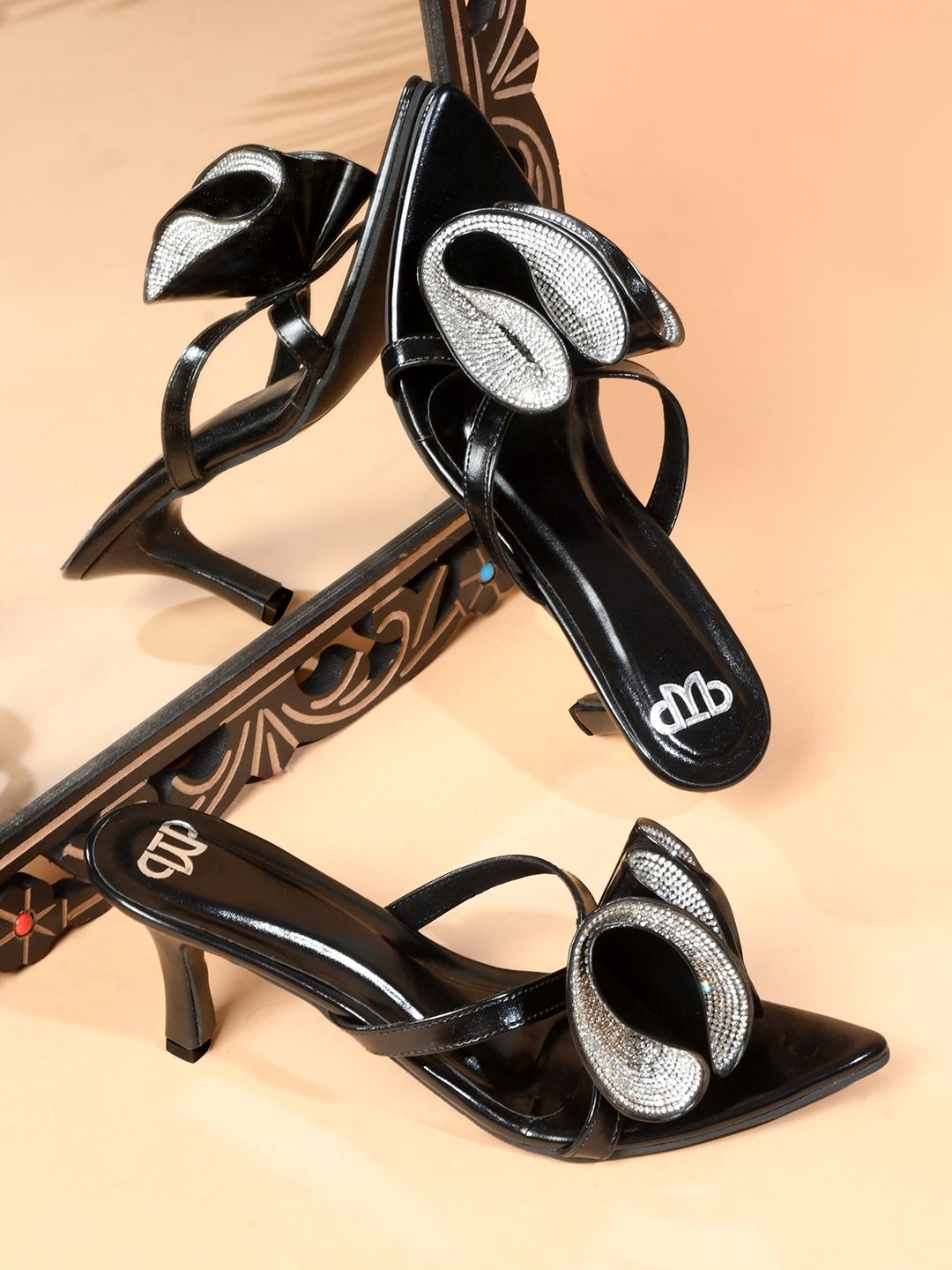 THE WHITE POLE Embellished Open Toe Stiletto Heels-picture-35