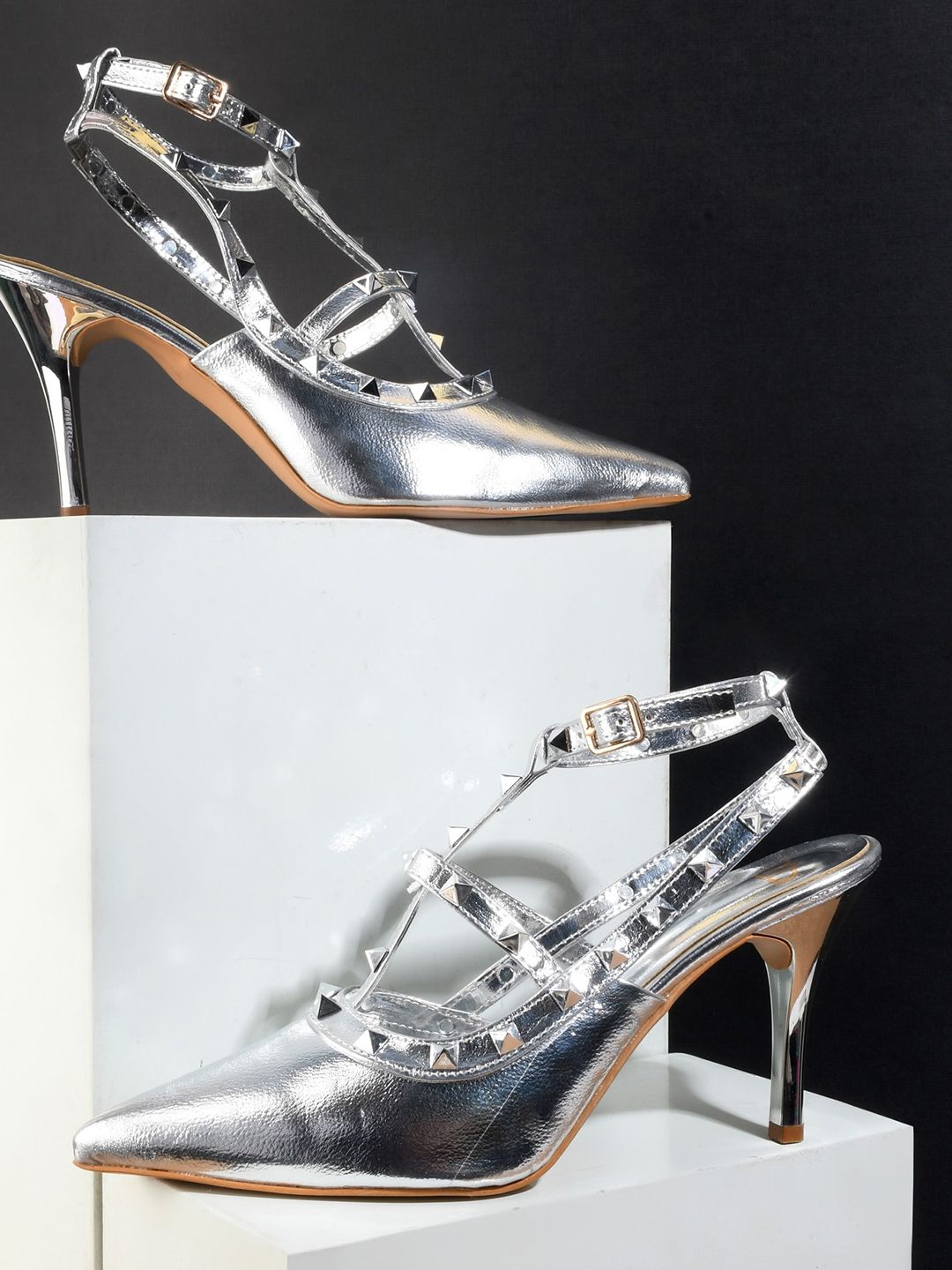 THE WHITE POLE Embellished Pointed Toe Slim Heels-image-23