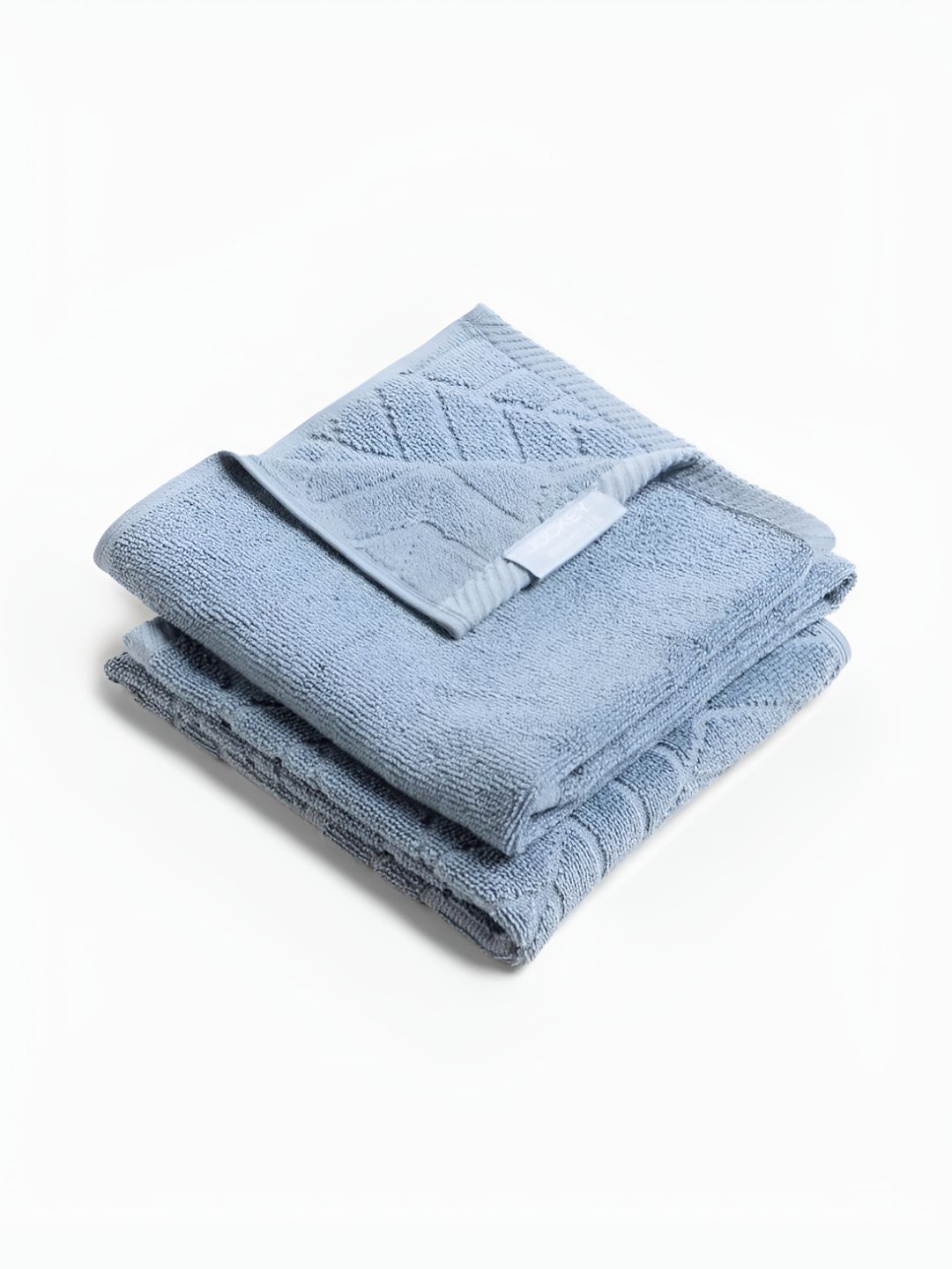 Jockey Blue 2 Pcs Patterned 500 GSM Pure Cotton Terry Ultrasoft Hand Towels-image-26
