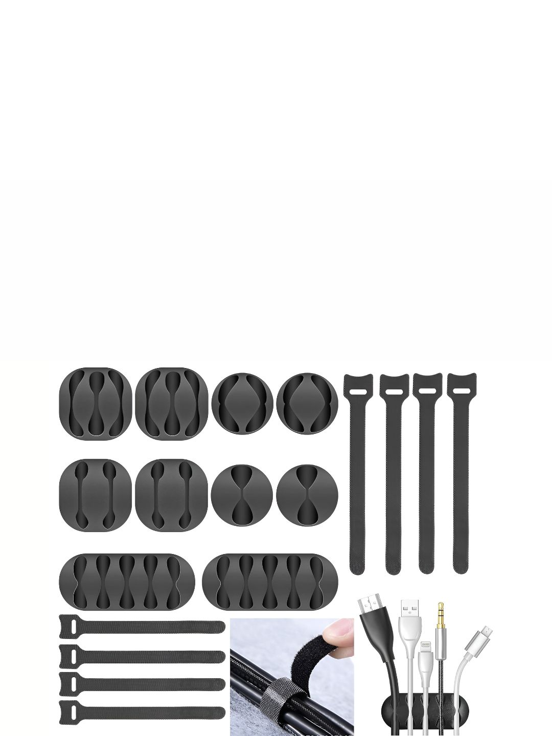 Bulfyss Black 18 Pieces Cord Cable Wire Holder Organizer-picture-1