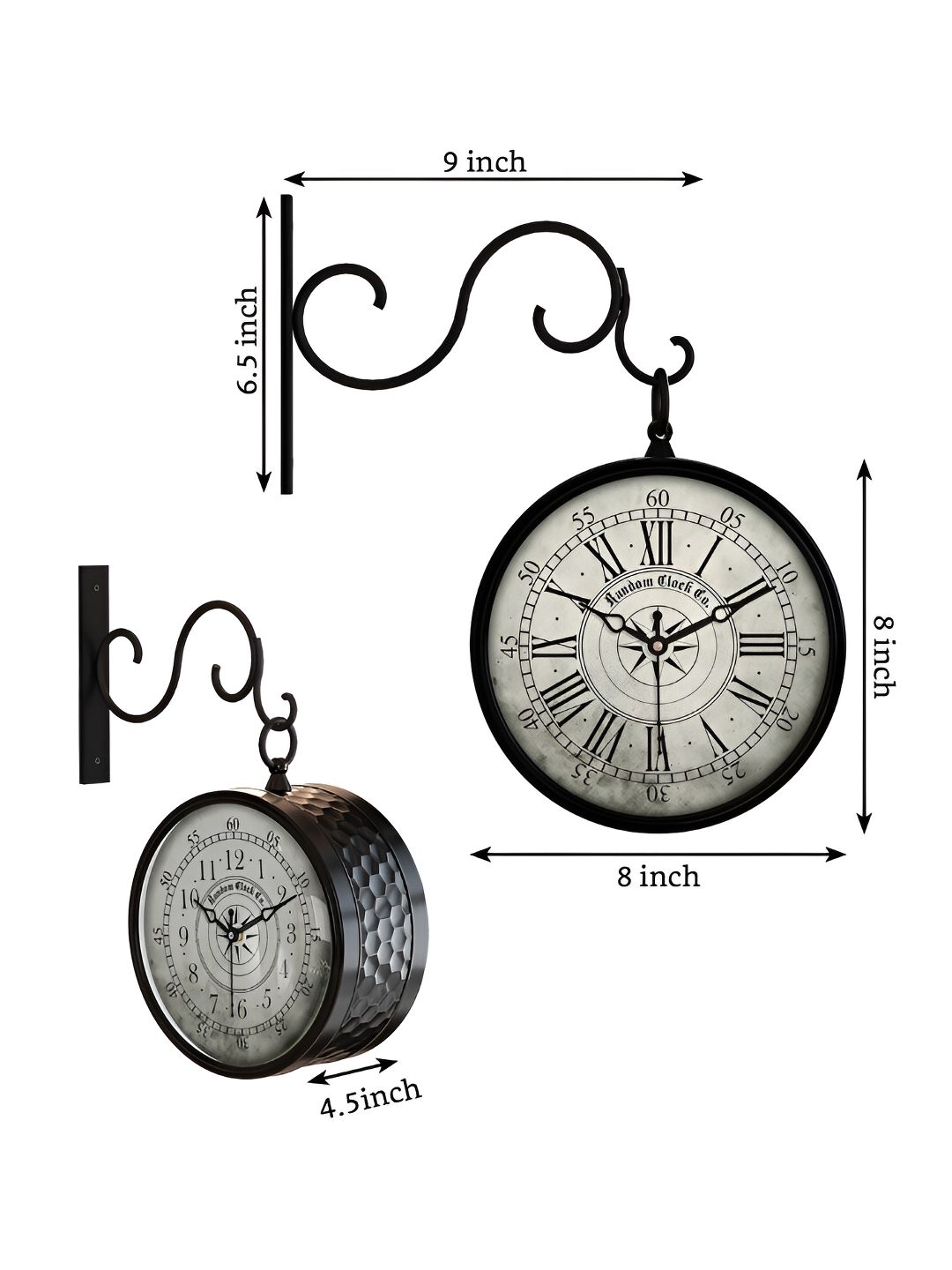 RANDOM Black & White Round Metal Vintage Wall Clock-image-30