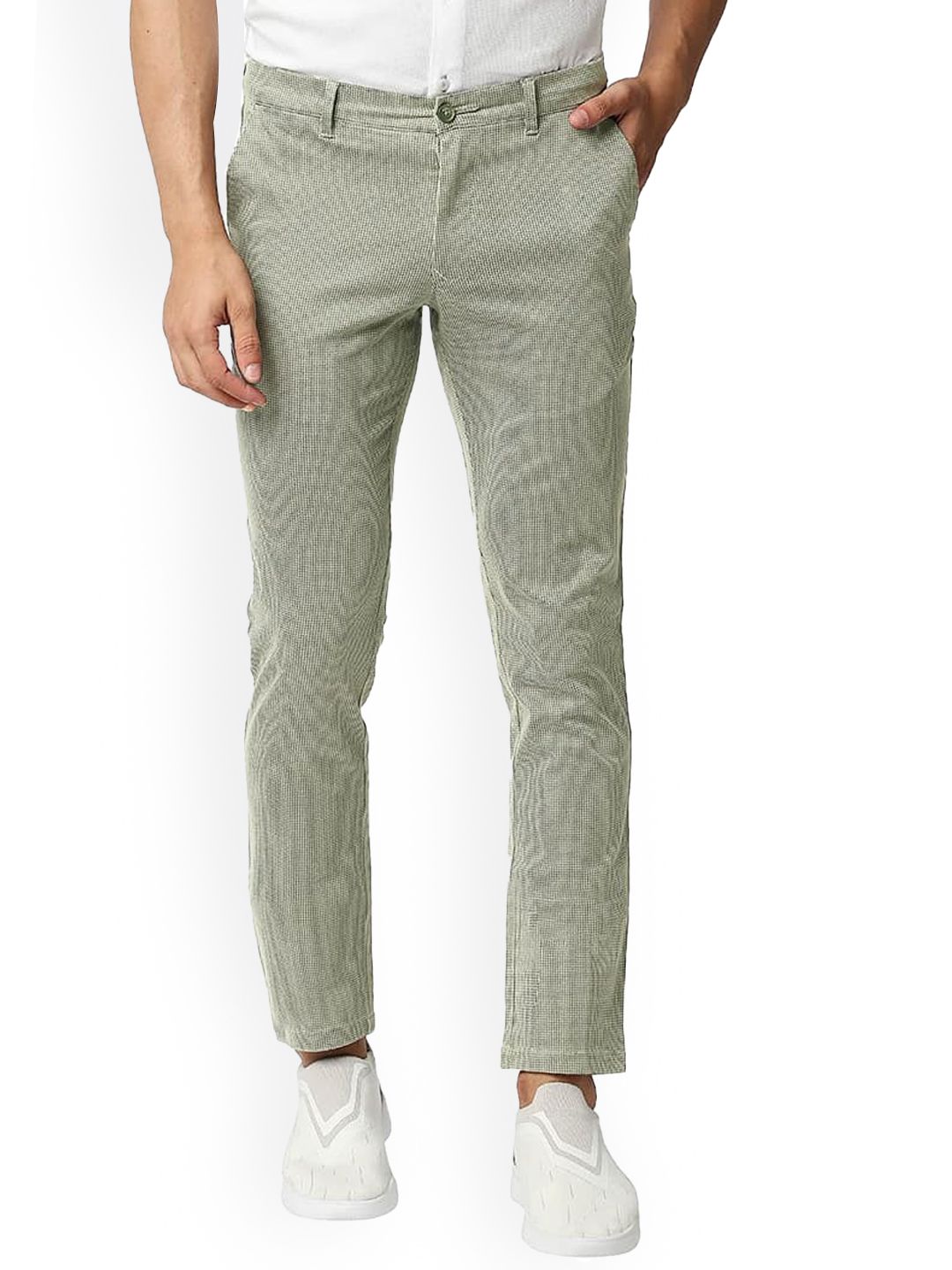 Basics Men Printed Slim Fit Mid Rise Cotton Chinos Trousers-picture-33