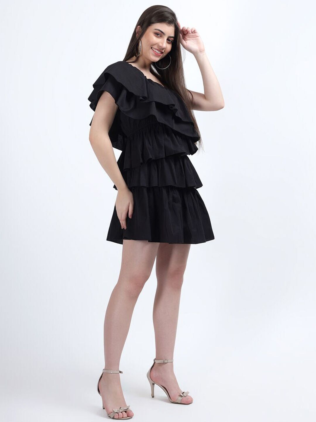 One Shoulder Fit & Flare Mini Dress view 4