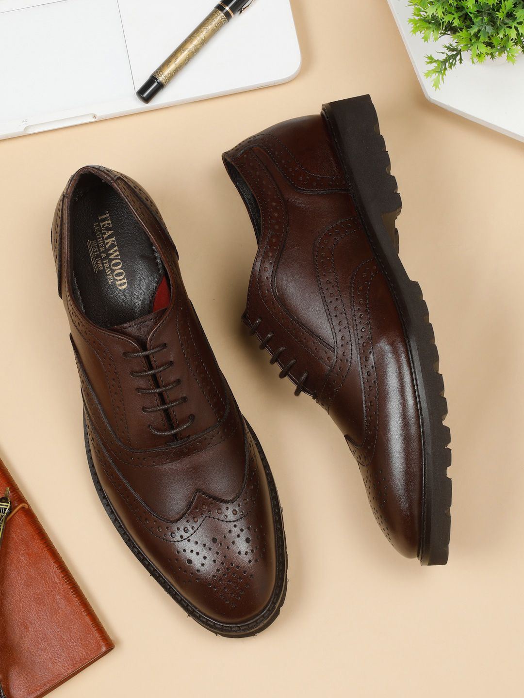 Teakwood Leathers Men Textured Formal Derbys-picture-43