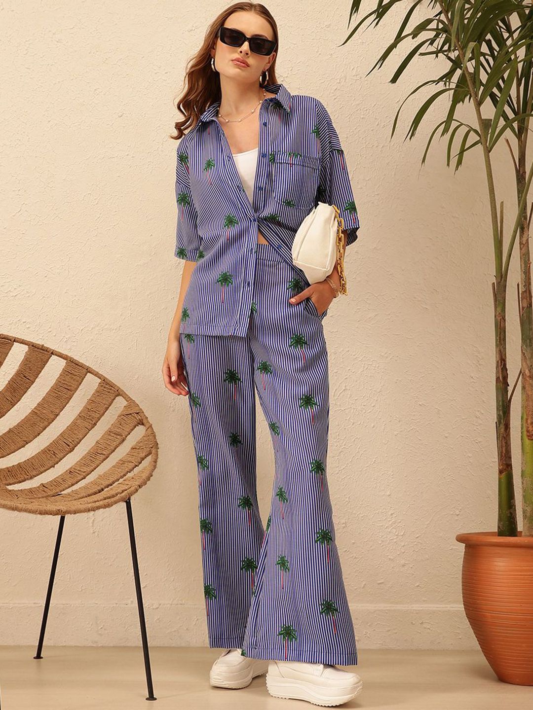 STREET 9 Floral Printed Striped Shirt & Trouser Co-ords