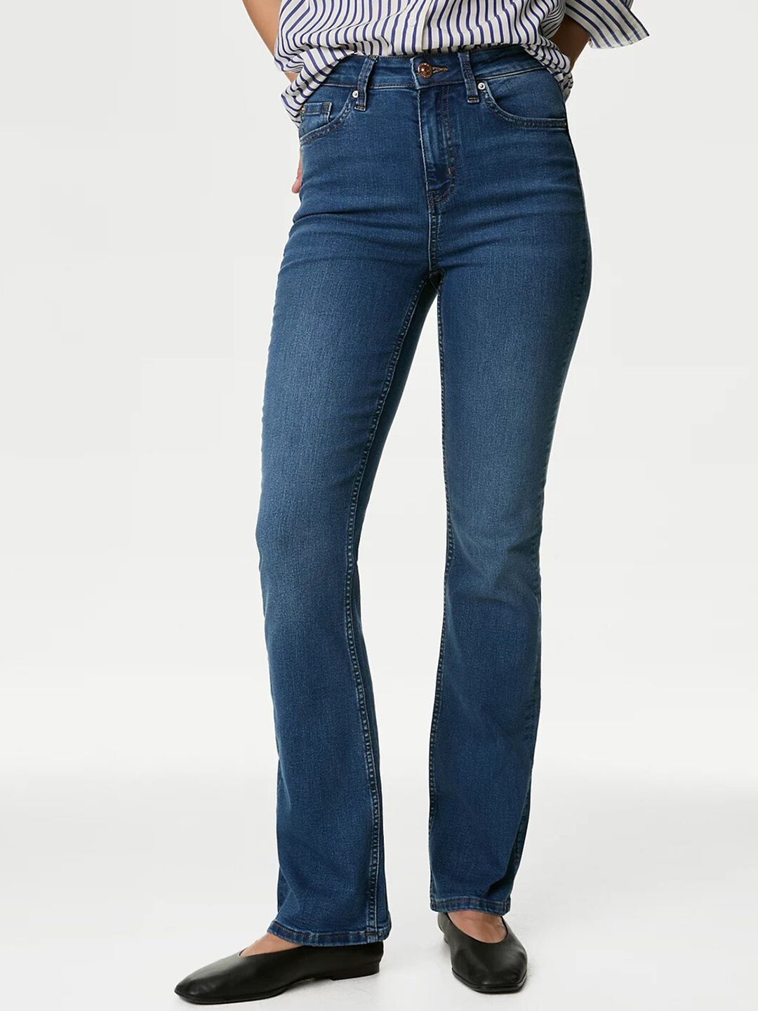 Marks & Spencer Women Bootcut High-Rise Clean Look Light Fade Jeans-picture-13