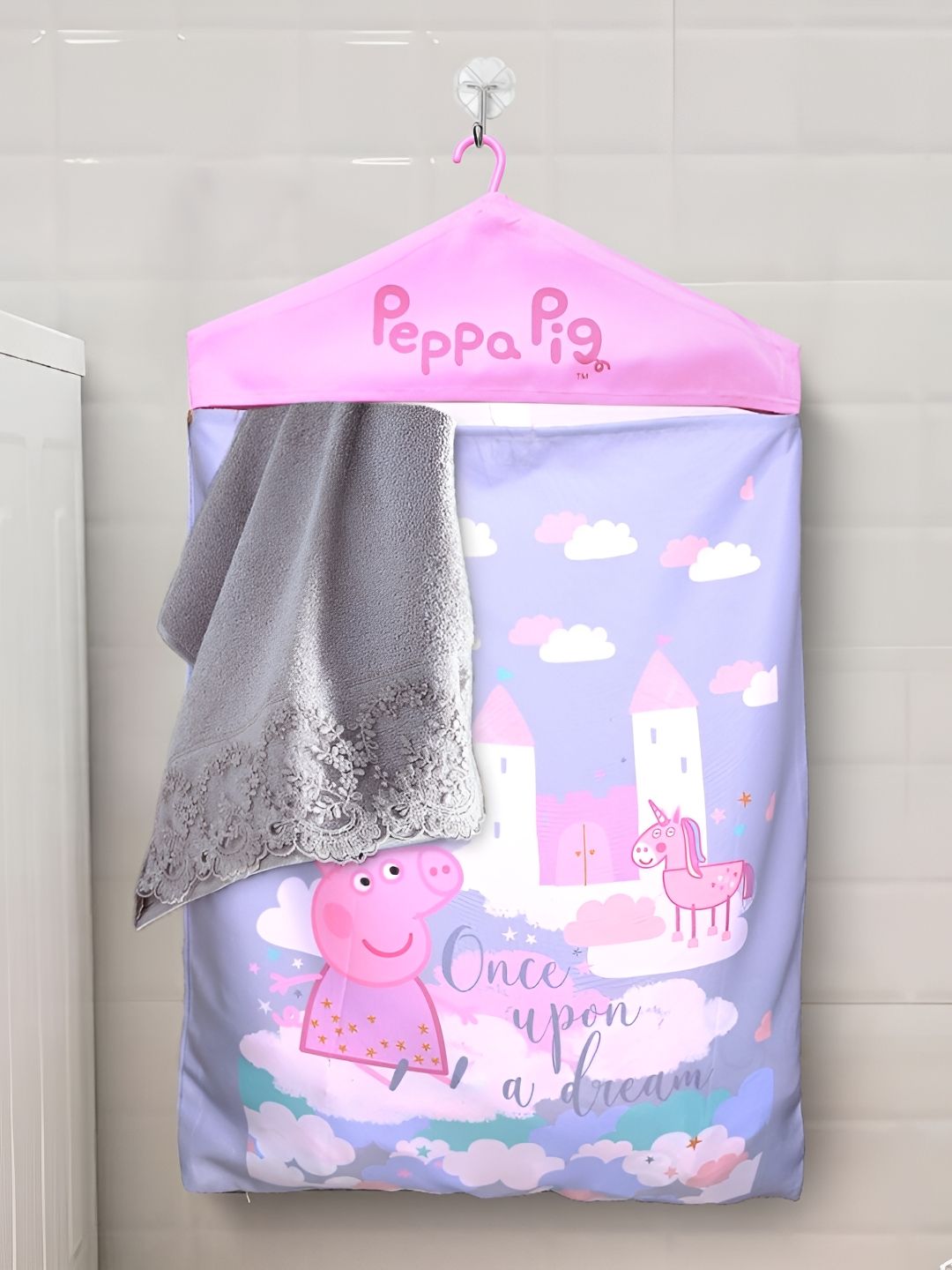Saral Home Pink & Purple Printed Door Hanging Foldable Laundry Bag-picture-13
