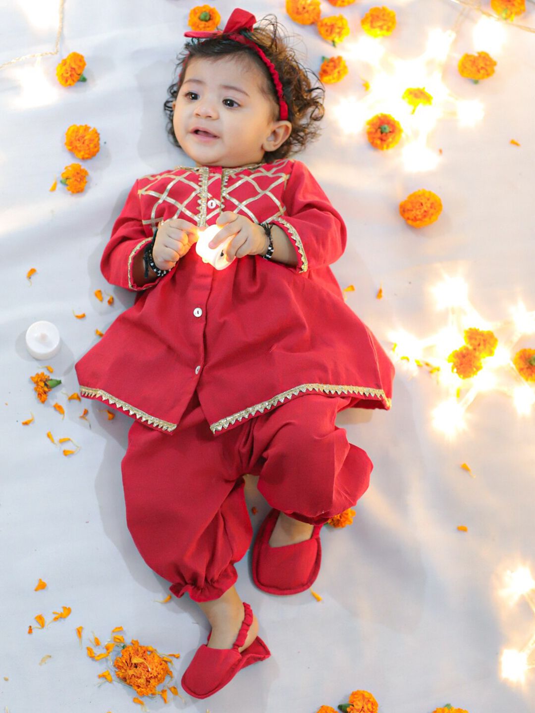 BownBee Embroidered Empire Gotta Patti Pure Cotton A-Line Kurta with Salwar-picture-28