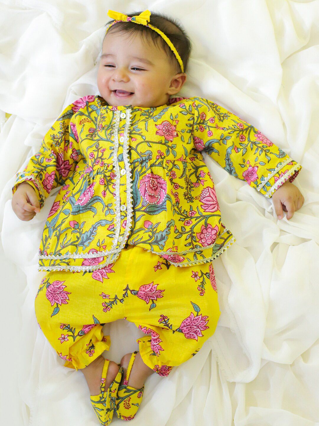 BownBee Girls Printed Pure Cotton Top with Dhoti Pants-picture-14